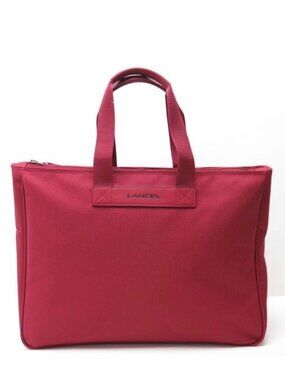 LANCEL Paris Palmyre Canvas Leather Tote Bag Burgundy Red NWT Quiet Luxury